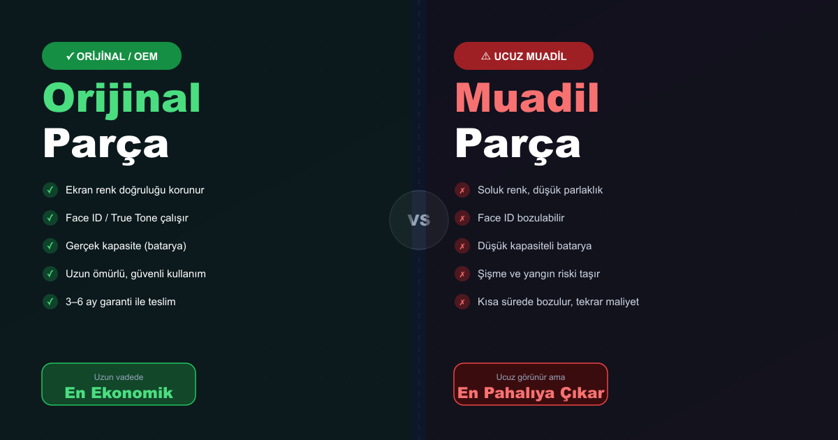 Orijinal mi, Muadil mi? Telefon Yedek Parça Farkları ve Riskleri